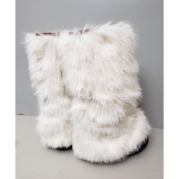Free People Cream Furry Heeled Boots - Picture 3 of 6